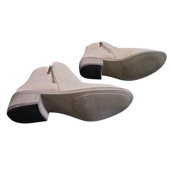 Chic Design Beige Ankle Boots With Zipper Closure Low Heel For Women Size 9.5 - Picture 9 of 10